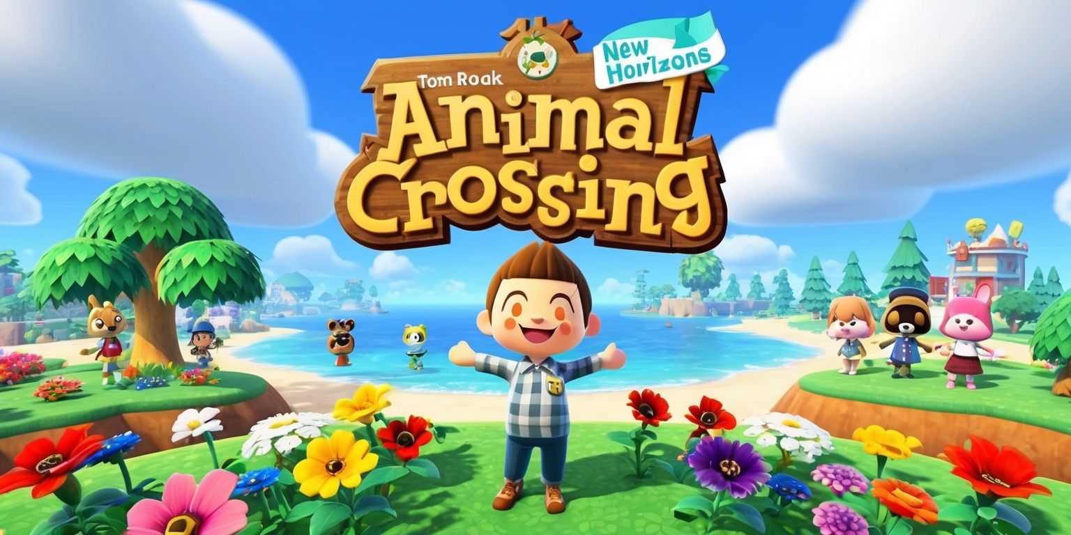 A vibrant and detailed illustration of the Animal Crossing: New Horizons game update, featuring Tom Nook standing in front of a newly updated island, with a variety of colorful flowers and trees surrounding him, and several characters from the game, including Isabelle and K.K. Slider, visible in the background, with a bright blue sky and fluffy white clouds overhead, and a sense of excitement and joy emanating from the scene, with a mix of natural and playful elements, and a prominent display of the game's logo in a bold, white, and rounded font, with the words New Horizons written in a curved line above the logo, in a fun, adventurous, and whimsical style.