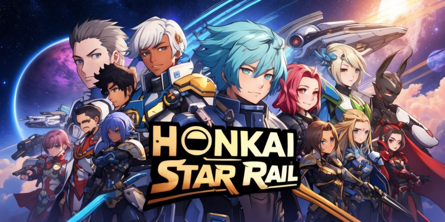 A vibrant sci-fi illustration showcasing the epic universe of Honkai Star Rail, with a stunning celestial backdrop of stars, planets, and galaxies, featuring a diverse cast of characters, including March 7th, Bronya, and Serval, each with unique facial features, skin tones, and distinctive hairstyles, set against a sleek and futuristic spacecraft or planetary landscape, with intricate details on the characters' armor, weapons, and accessories, blending Eastern and Western aesthetic elements, with a mix of cool and warm colors, and dynamic lighting effects, highlighting the sense of adventure, exploration, and discovery that defines the game, with the Honkai Star Rail logo prominently displayed in a bold, metallic font.